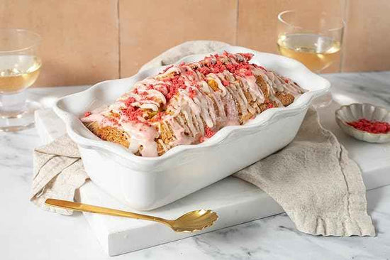 Le Creuset Stoneware Set of 2 9" Heritage Fluted Pie and 9" Fluted Loaf Dish, White