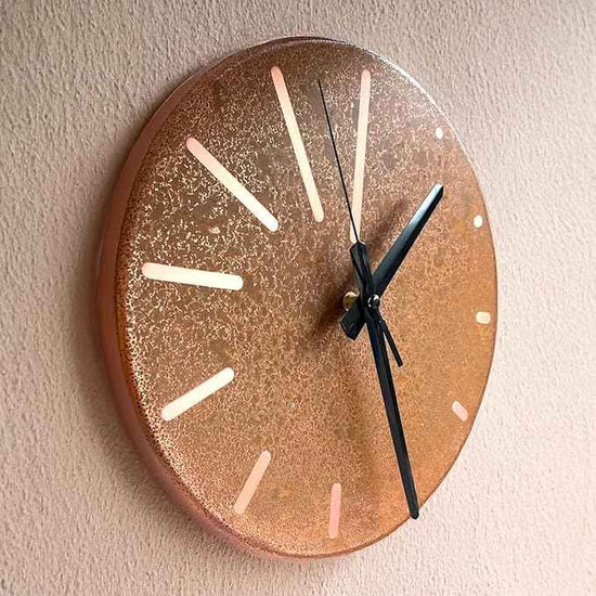 Handmade Pure Copper Wall Clock for Home Decoration, Decor Clock for Living Room, Bedroom and Kitchen, Rustic Decorative Mural Clock Art for Farmhouse (Lines of Time, 11)