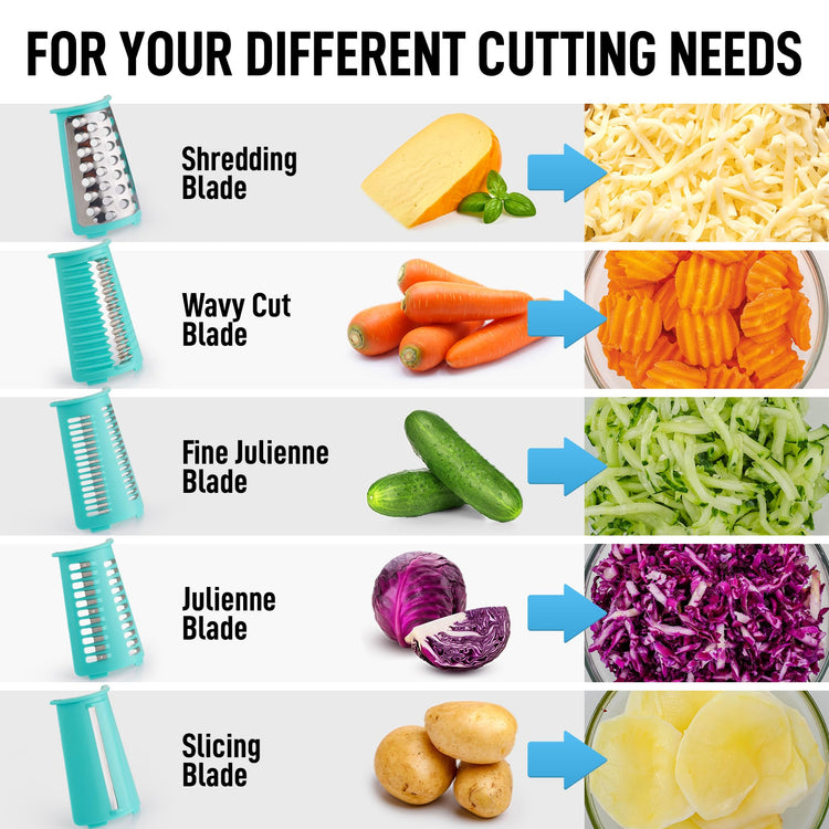 Rotary Cheese Grater 5 Blade Cheese Shredder
