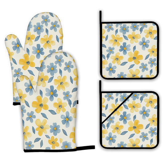 Cute Floral Oven Mitts and Pot Holders (4 Count)