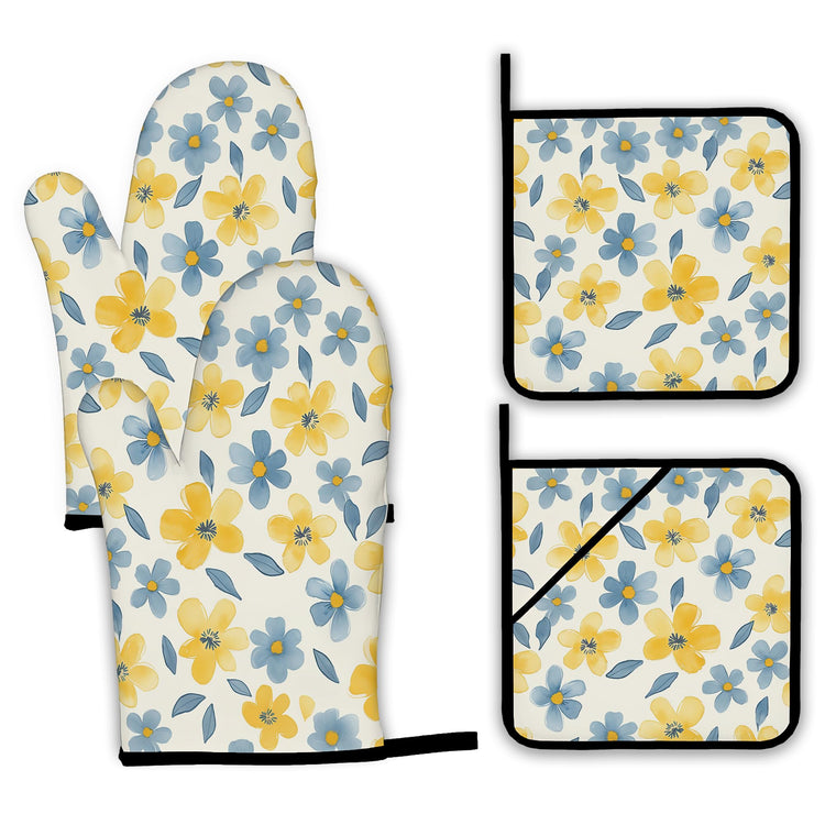 Cute Floral Oven Mitts and Pot Holders (4 Count)