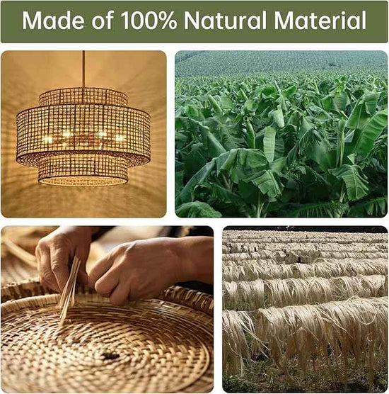 24” Rattan Chandelier for Dining Room, Large Boho 6-Light Rustic Chandeliers Light Fixture with Wicker Shade, Hand Woven Farmhouse Pendant Lighting for Kitchen Bedroom, Living Room, Foyer