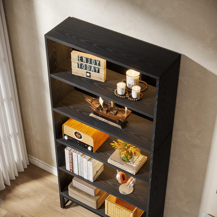 Tall Bookcase Black Bookshelf