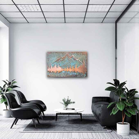 nooc art Handmade Copper Wall Art for Home, Living Room, Bedroom, Kitchen and Office Decor, Rustic Decorative Mural Art for Farmhouse Decor (Panorama of Copper, 9.8 x 13.8, Unframed)