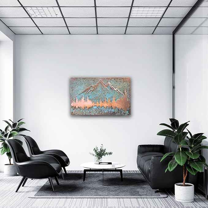 nooc art Handmade Copper Wall Art for Home, Living Room, Bedroom, Kitchen and Office Decor, Rustic Decorative Mural Art for Farmhouse Decor (Panorama of Copper, 13.7 x 19.7, Unframed)