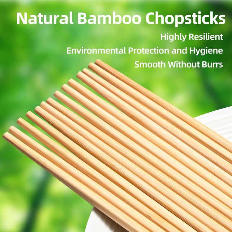 VIWIK 100 Pairs Premium Disposable Chopsticks - Individually Wrapped Natural Bamboo Reusable Chopstick - Japanese Korea Wooden Chop sticks, Portable Individually Wrapped chopsticks, 9 Inch