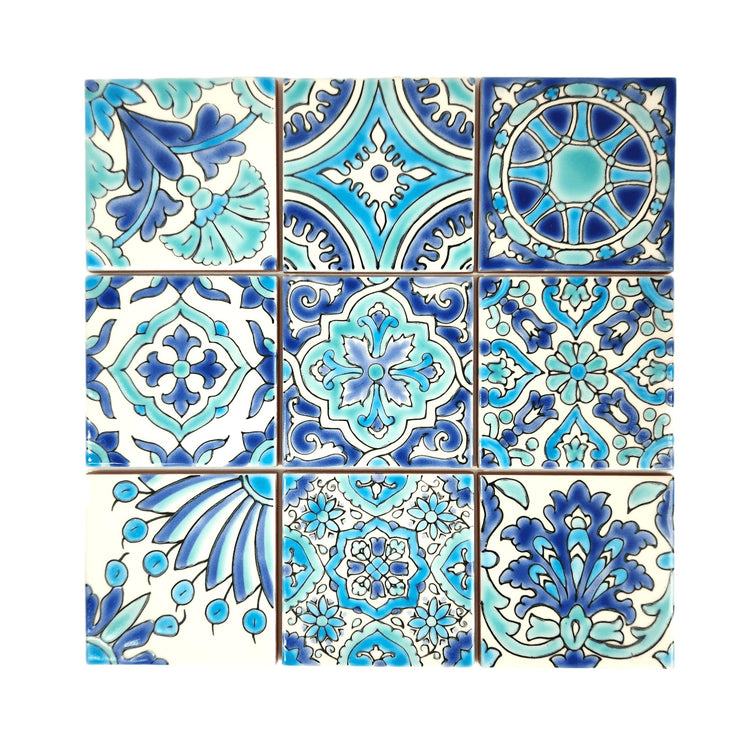 Set of 9 Decorative Ceramic Tiles