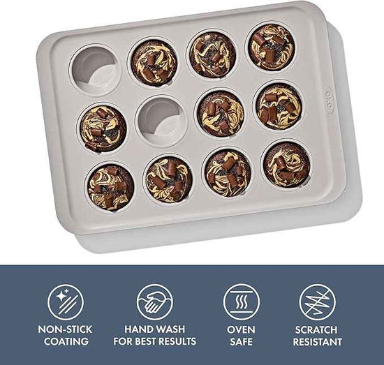 OXO Good Grips Non-Stick Pro Ceramic Coated Metal Bakeware 12 Cup Muffin Pan – Storm Blue