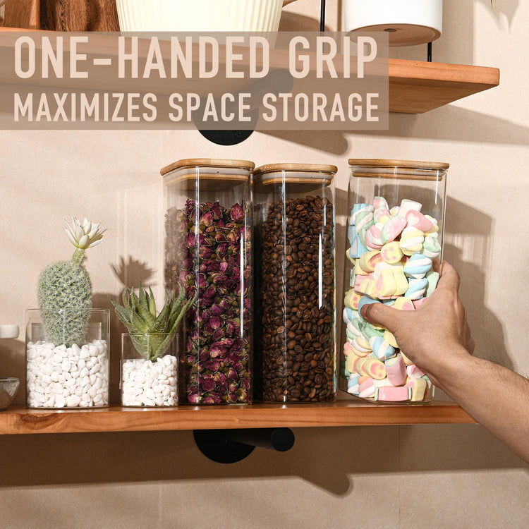 64oz Rectangle Airtight Glass Storage Containers with Bamboo Lids (3 Count)
