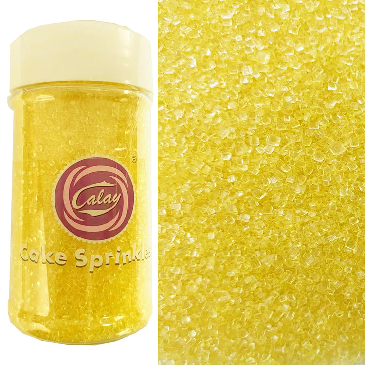 Yellow Sanding Sugar for Baking Edible Sparkling Coarse Sugar Crystals Sprinkles for Baking Topping Cake Cookie Cupcake Topper Ice Cream Decoration Supplies 3.2 OZ (3.2 Ounce)