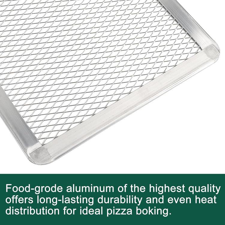Pizza Screen 11 x 16 Inch 2 Pack Rectangular Aluminum Pizza Pan Restaurant-Grade Flatbread Screen Pizza Crisper Pan,Oven-Safe