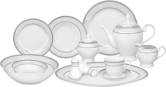 Lorren Home Trends 57-Piece Porcelain Dinnerware Set, Ballo, Service for 8