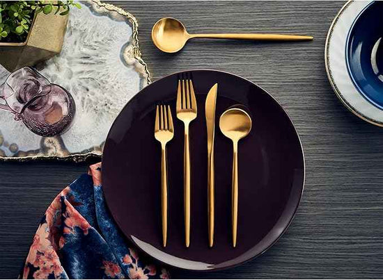Hampton Forge Zephyr Satin Gold 18/0 20Pc, 3.05 LB, Metallic