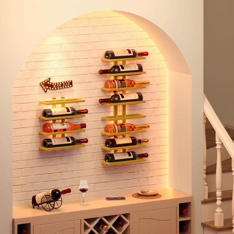 3 Set 8 Tier Wall Mount Wine Rack (24 Count)