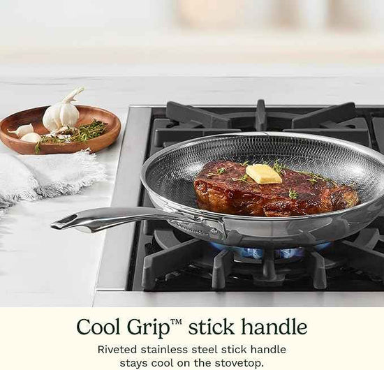 Cuisinart FusionElite+ Hybrid Nonstick Tri-Ply Stainless Steel Skillet, 10″ Skillet Frying Pan with PURELYSEAR Ceramic Nonstick Technology, Scratch Proof, Cool Grip Handles, Dishwasher Safe