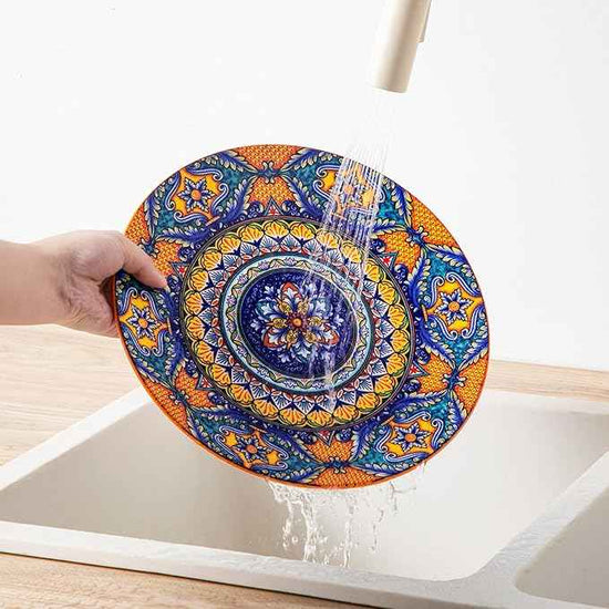 vancasso 24-Piece Dinnerware Sets,Plates & Bowls Sets Service for 6, Bohemian Porcelain Dishes Set for 6, Kitchen Dinner Set,Microwave & Dishwasher Safe, Scratch Resistant,Series KRVI