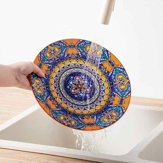 vancasso 24-Piece Dinnerware Sets,Plates & Bowls Sets Service for 6, Bohemian Porcelain Dishes Set for 6, Kitchen Dinner Set,Microwave & Dishwasher Safe, Scratch Resistant,Series KRVI