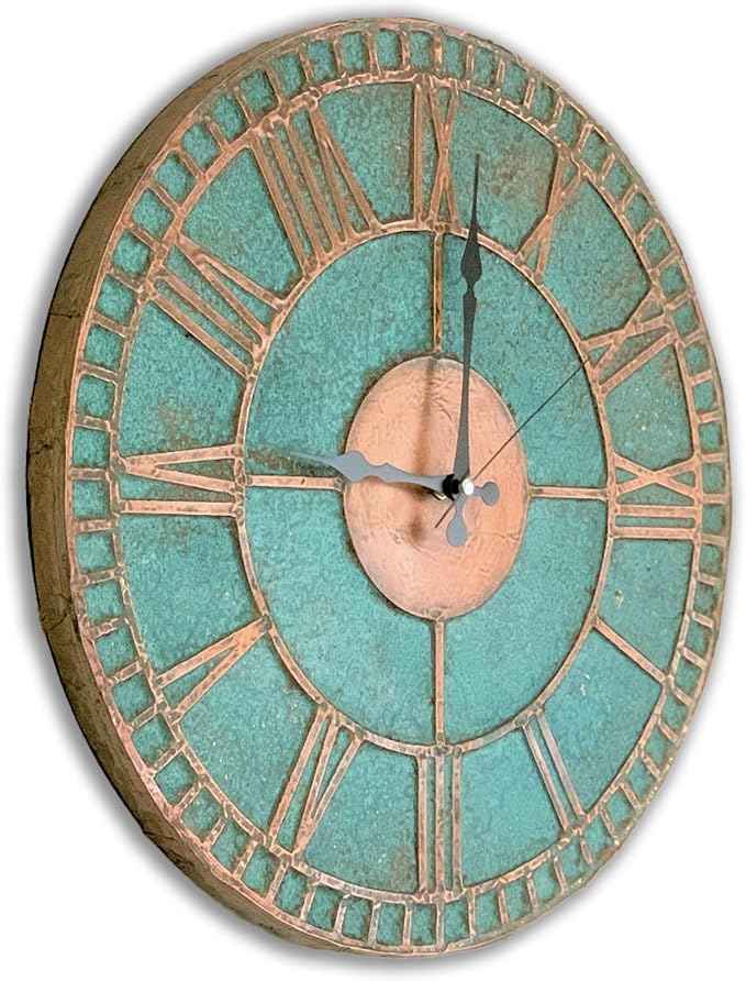 Handmade Copper Wall Clock Artisan Touch in Every Piece - Roman Glow Wall Decor Copper Clock for Living Room, Office, Kitchen & Bedroom (20 Inch)