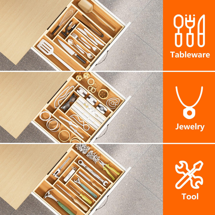 Expandable Bamboo Drawer Organizer Cutlery 7