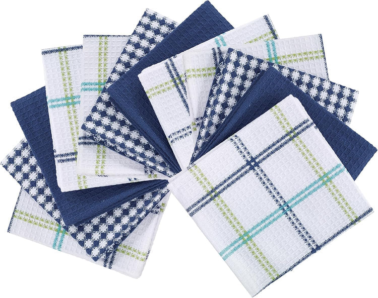 T-fal Premium Waffle Dish Cloths: Highly Absorbent, Super Soft Long Lasting - 100% Cotton, 12"x13" Towel for Cleaning & Drying, (12-Pack), Cool - Nestoria