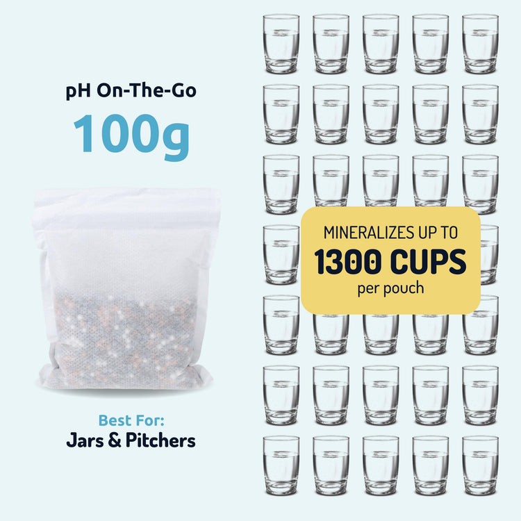 pH ON-The-GO Alkaline Water Filter Pouch- Portable Alkaline Water Filtration System for Your Bottle, Pitcher, Jug, Container - High pH Water - Long-Life 105 Gallon/400 Litre (1-Pack)