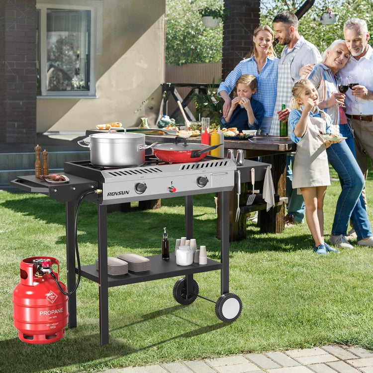 2 Burner Outdoor Propane Gas Stove with Auto