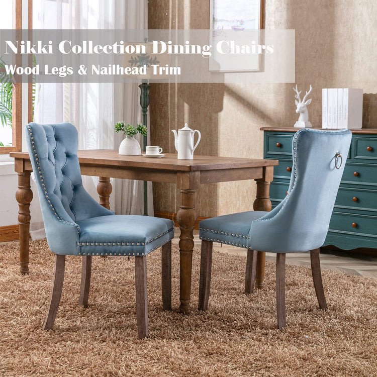Light Blue Velvet Dining Chairs Set of 2 (2 Count)
