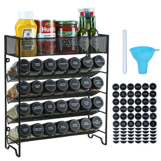 Spice Rack Organizer with 28 Spice Jars