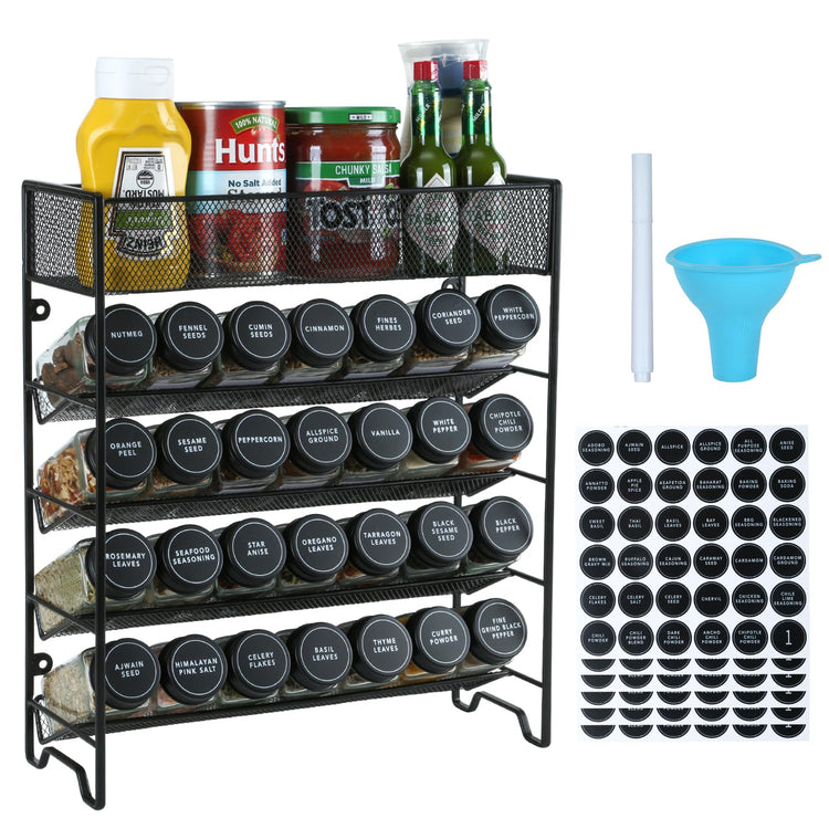 Spice Rack Organizer with 28 Spice Jars