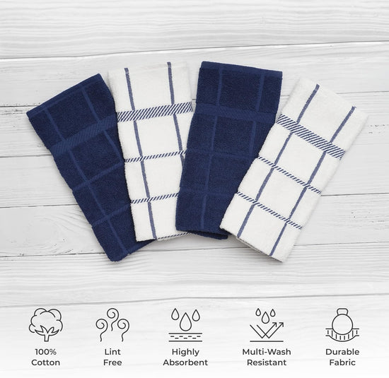 100% Cotton Terry Dish Towels, 4 pack16 x26 Inches, Super Soft and Absorbent Kitchen Towels, Perfect for Kitchen Cleaning and Dish Washing | Navy Blue … - Nestoria
