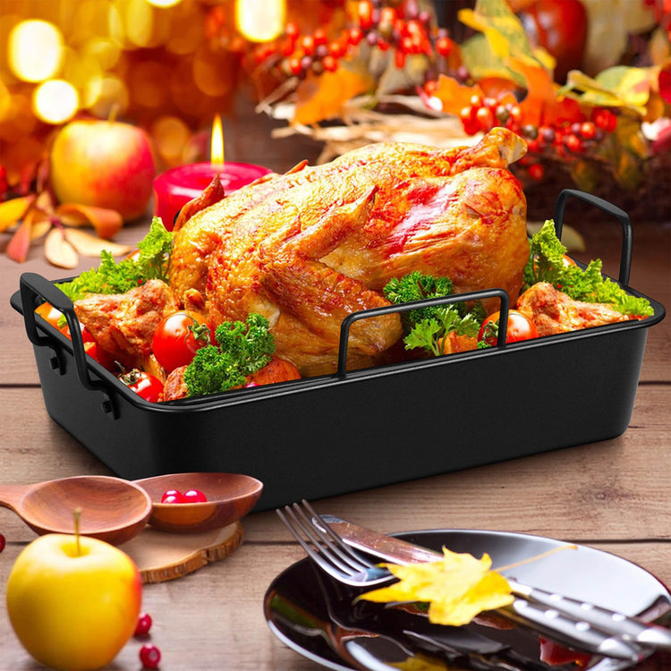 16" Roaster Roasting Pan with Baking Rack and V
