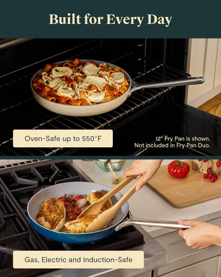 Ceramic Fry Pan Duo with Glass Lids