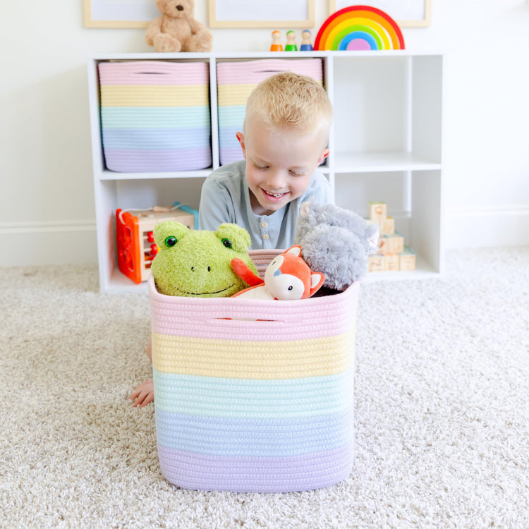 Storage Cubes 11 Inch Cotton Rope Woven Baskets for Organizing (3 Count)