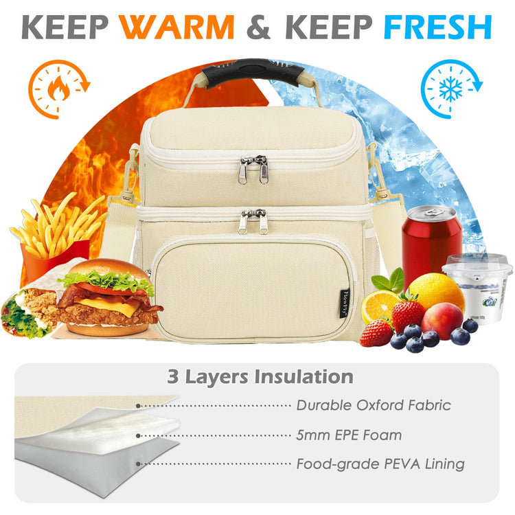 Double Layer Cooler Insulated Lunch Bag Adult Lunch Box Large Tote Bag for Men