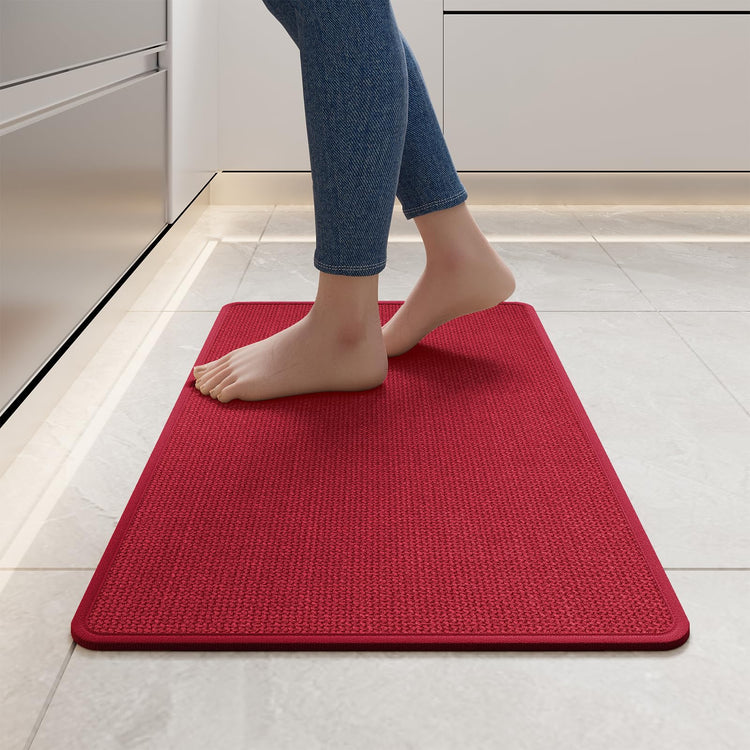 Kitchen Rugs Kitchen Mats for Floor Non Slip Washable Red 17"x30" (3.42 Sq Ft)