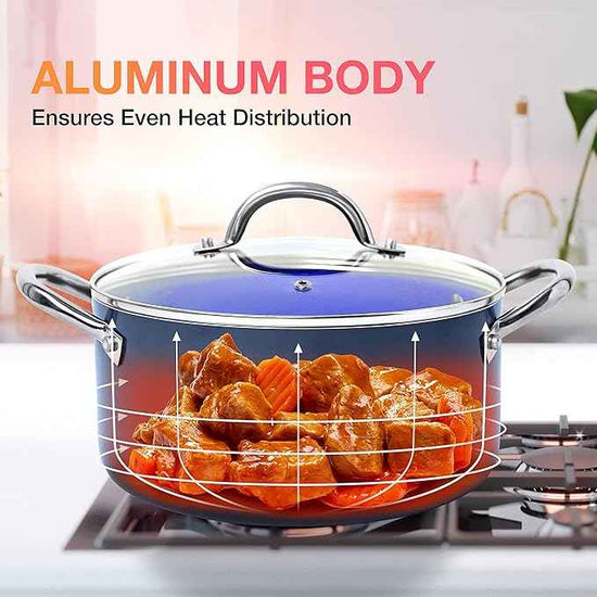 Mueller Sapphire UltraClad Kitchen Induction Pots and Pans Set Nonstick Induction Cookware Sets -24pc for Cooking Kitchen Cookware Sets, Frying Pans
