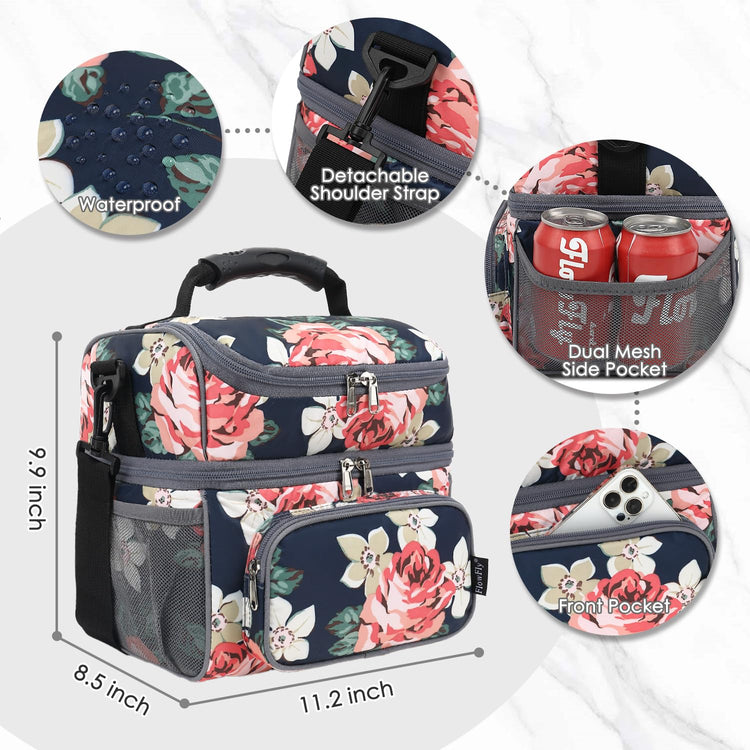 Double Layer Cooler Insulated Lunch Bag Adult Lunch Box Large Tote Bag for Men