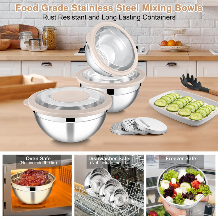 Mixing Bowls with Lids and Graters (3 Count)