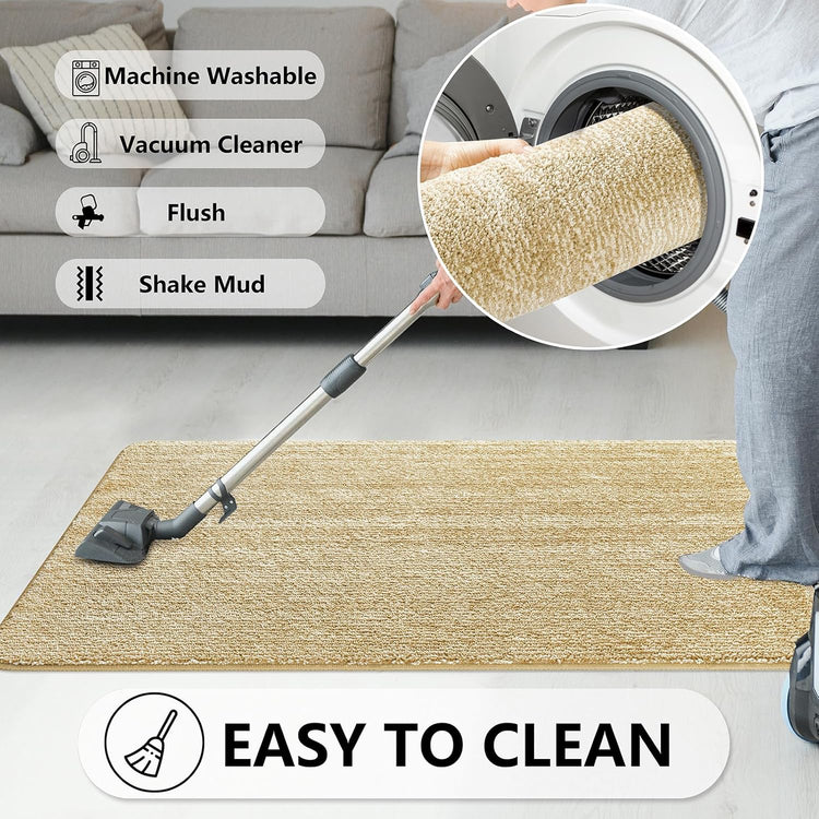 REFETONE Indoor Doormat, Front Door Mat 24"x36" Absorbent Rubber Backing Non Slip Back Door Mats, Washable Low-Profile Inside Floor Mat Door Rugs for Entryway, Resist Dirt Mud Mat for Dogs, Brown