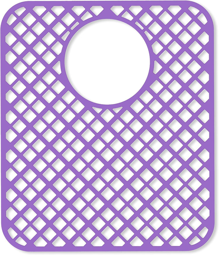 2 Pack Silicone Sink Protectors for Kitchen Sink, Lozenge Pattern 13 x 11 Inches Sink Mat, Non-Slip and Durable Sink Protector Silicone, Rear Drain, Purple