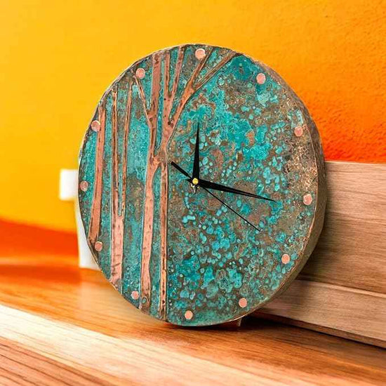 Handmade Copper Wall Clock Artisan Touch in Every Piece - Tree of Time Wall Decor Copper Clock for Living Room, Office, Kitchen & Bedroom (Time Circles Tree, 11)
