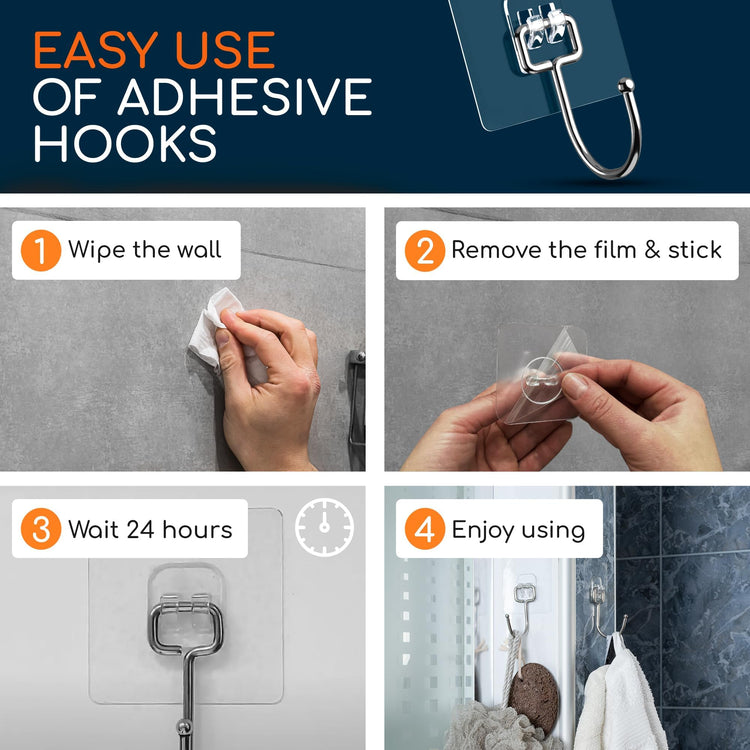 Adhesive Wall Hooks for Hanging (12 Count)