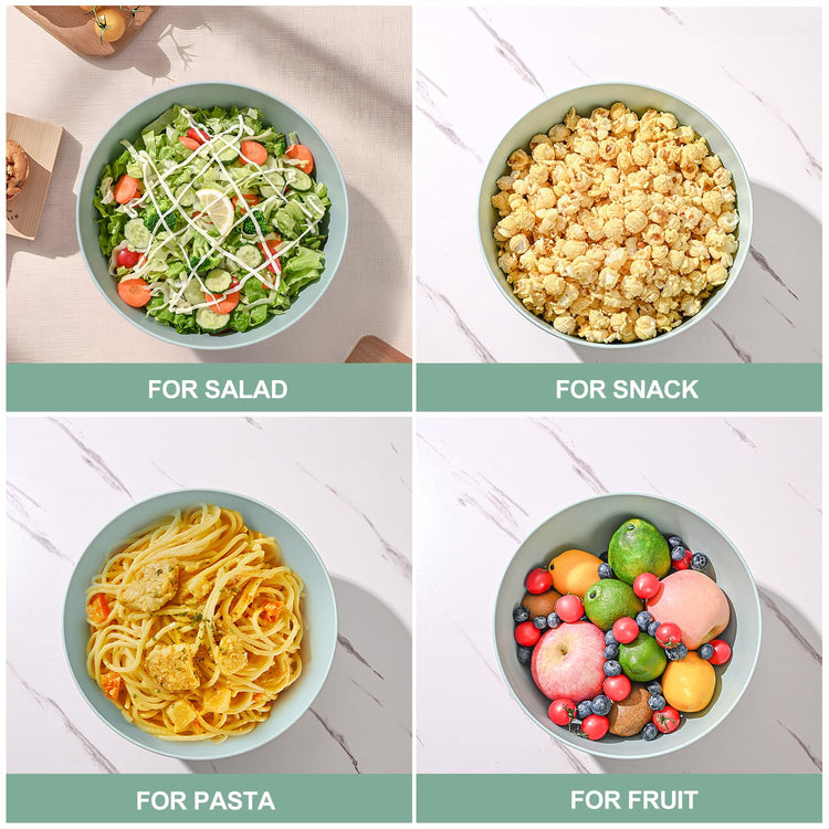 Bamboo Fiber Salad Bowl with Servers Set Large 9.8inches Nature Bamboo Mixing Bowl with Servers with Lid Spoon and Fork for Fruits