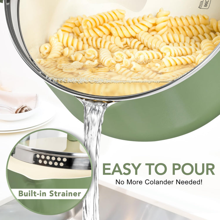 6 Qt Ceramic Nonstick Pasta Pot with Strainer Lid