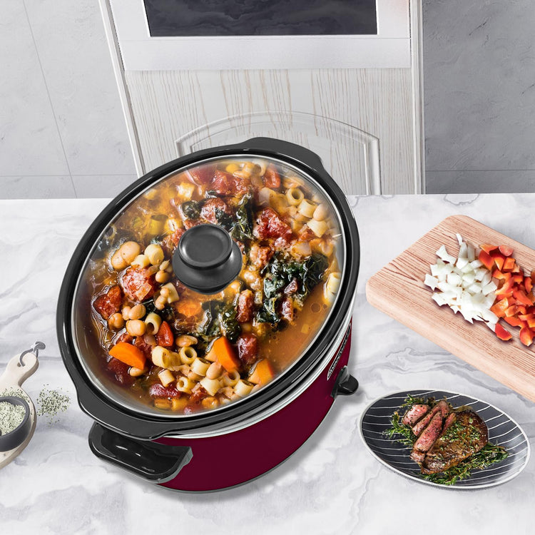 6 Quart Slow Cooker Oval Manual Pot Food Warmer with 3 Cooking Settings