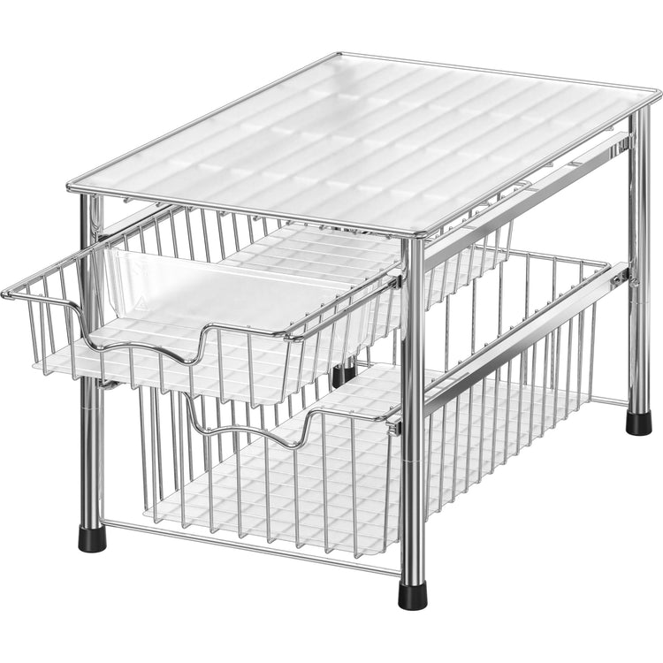 Stackable 2 Tier Sliding Basket Organizer Drawer