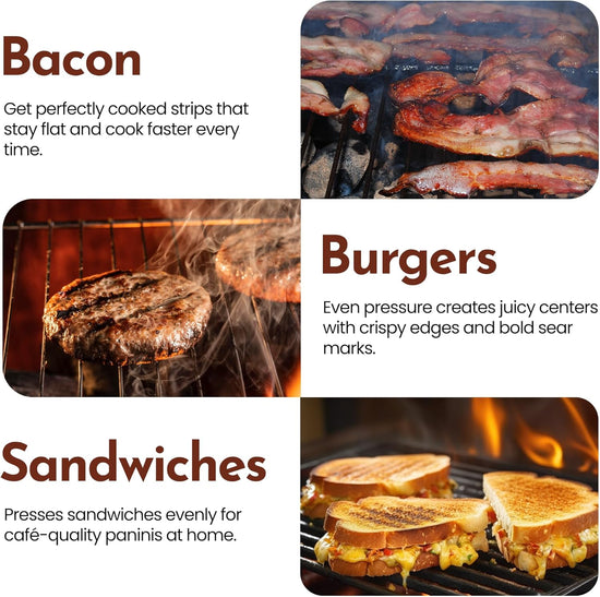 Bellemain Bacon Press Rectangle | Heavy-Duty Cast Iron Grill Press for Perfectly Seared Bacon, Steak & Sandwiches | Equalized Weight Distribution - Nestoria