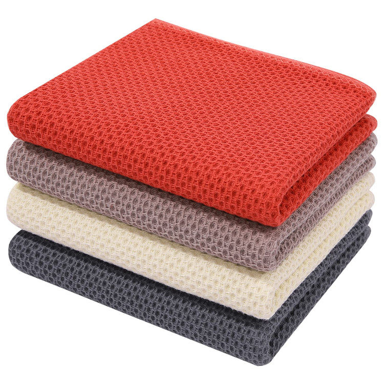 100% Cotton Waffle Weave Kitchen Dish Towels 4 (4 Count)