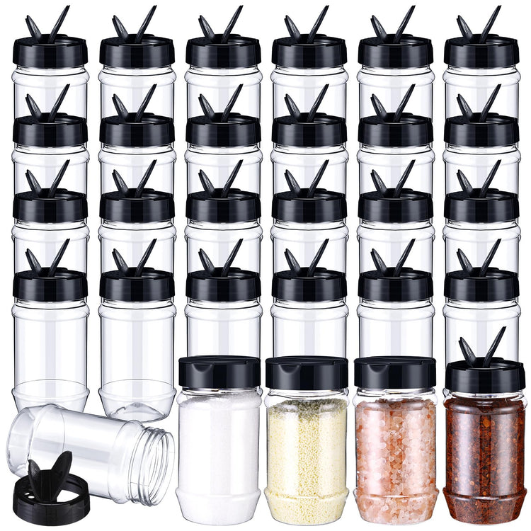 12.2 oz 30 Pack Plastic Spice Jars with Shaker Lids Clear Seasoning Containers Spice Bottles for Kitchen Storing Herbs Seasoning Powders (30 Count)