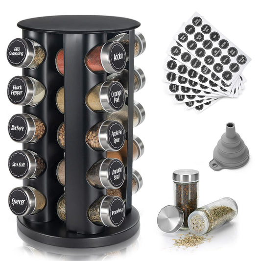 Black Countertop Revolving Spice Rack (20 Count)